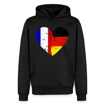 France Allemagne Drapeau Cœur - Sweat à capuche Premium bio Homme - noir - Devant - Nico (187cm)