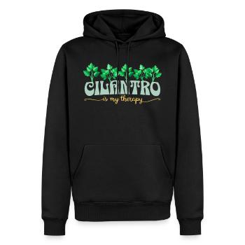Coriandre Est Ma Thérapie J'aime La Coriandre - Sweat à capuche Premium bio Homme - noir - Devant - Nico (187cm)