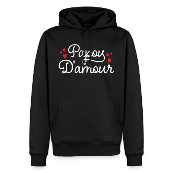 Papou Amour Fête Des Pères Cadeau Papa - Sweat à capuche Premium bio Homme - noir - Devant - Nico (187cm)