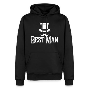 Best Man Top Hut & Schnurrbart Herren Junggesellenabschied - Männer Premium Bio Hoodie - Schwarz - Vorne - Nico (187cm)