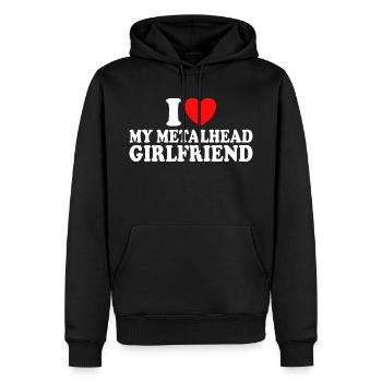 Ich liebe Metal Ich liebe meine Metal-Freundin - Männer Premium Bio Hoodie - Schwarz - Vorne - Nico (187cm)