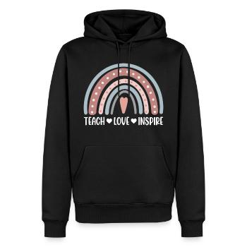Teach Love Inspire - Men’s Premium Organic Hoodie - black - Front - Nico (187cm)
