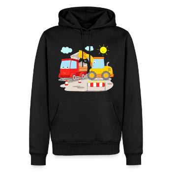 Construction Site Wheel Loader Trucks Construction Vehicles - Men’s Premium Organic Hoodie - black - Front - Nico (187cm)