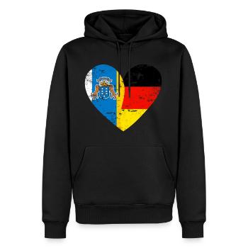 Kanarische Inseln Deutschland Flaggenherz - Männer Premium Bio Hoodie - Schwarz - Vorne - Nico (187cm)