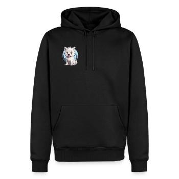 Niedlicher Wolf bzw. Husky Hund - Männer Premium Bio Hoodie - Schwarz - Vorne - Nico (187cm)