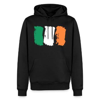 Coups de pinceau du drapeau de l’Irlande - Sweat à capuche Premium bio Homme - noir - Devant - Nico (187cm)