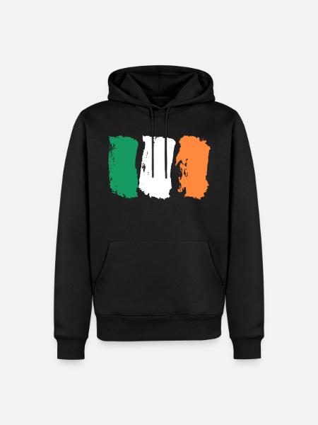 Ireland Flag Brushstrokes - Men’s Premium Organic Hoodie - black