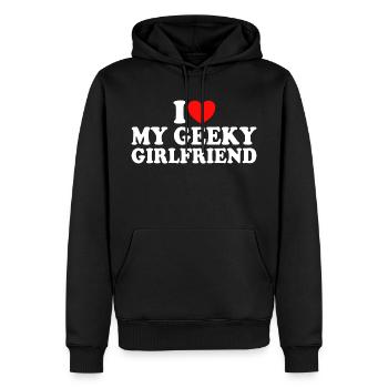 J'aime Ma Petite Amie Geek J'Adore Ma Copine Geek - Sweat à capuche Premium bio Homme - noir - Devant - Nico (187cm)