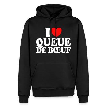 Boucher I Love Queue De Boeuf - Sweat à capuche Premium bio Homme - noir - Devant - Nico (187cm)