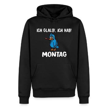 Ich glaub ich hab Montag - Männer Premium Bio Hoodie - Schwarz - Vorne - Nico (187cm)