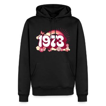 Retro 1973 Fête Anniversaire Femme 50 Ans - Sweat à capuche Premium bio Homme - noir - Devant - Nico (187cm)