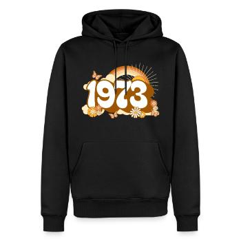 Retro 1973 Fête Anniversaire Femme 50 Ans - Sweat à capuche Premium bio Homme - noir - Devant - Nico (187cm)