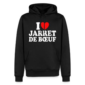 Boucher I Love Jarret De Boeuf - Sweat à capuche Premium bio Homme - noir - Devant - Nico (187cm)
