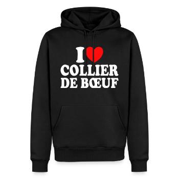 Boucher I Love Collier De Boeuf - Sweat à capuche Premium bio Homme - noir - Devant - Nico (187cm)