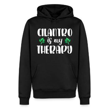 Coriandre Est Ma Thérapie J'aime La Coriandre - Sweat à capuche Premium bio Homme - noir - Devant - Nico (187cm)