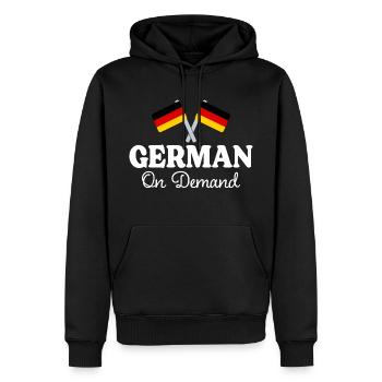 Deutsch auf Anfrage Deutsch-Dolmetscher - Männer Premium Bio Hoodie - Schwarz - Vorne - Nico (187cm)
