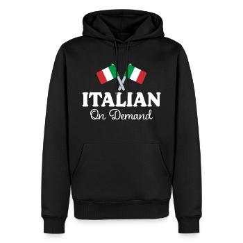 Traducteur Italien Interprète Italien - Sweat à capuche Premium bio Homme - noir - Devant - Nico (187cm)