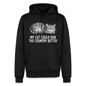Meine Katze würde das Land besser regieren - Männer Premium Bio Hoodie - Schwarz - Vorne - Nico (187cm)
