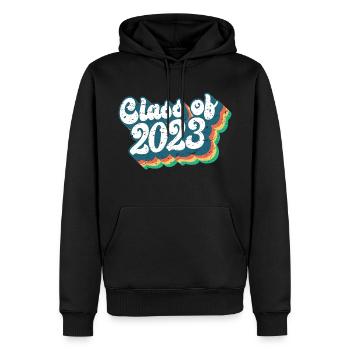 Cadeau de fête de fin d’études de la promotion 2023 pour lui et elle - Sweat à capuche Premium bio Homme - noir - Devant - Nico (187cm)
