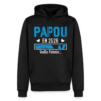 Papua im Jahr 2026 Zukunft Opa Geschenk - Männer Premium Bio Hoodie - Schwarz - Vorne - Nico (187cm)