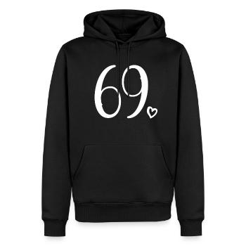 Süße Nummer 69, 69 Jahre alt, 69. Geburtstag Geschenk - Männer Premium Bio Hoodie - Schwarz - Vorne - Nico (187cm)