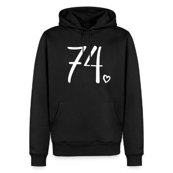 Süße Nummer 74, 74 Jahre alt, Geschenk zum 74. Geburtstag - Männer Premium Bio Hoodie - Schwarz - Vorne - Nico (187cm)