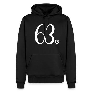 Süße Nummer 63, 63 Jahre alt, 63. Geburtstag Geschenk - Männer Premium Bio Hoodie - Schwarz - Vorne - Nico (187cm)