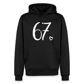 Süße Nummer 67, 67 Jahre alt, 67. Geburtstag Geschenk - Männer Premium Bio Hoodie - Schwarz - Vorne - Nico (187cm)