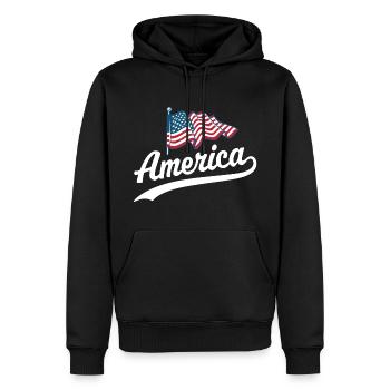 Amerika Flagge - Männer Premium Bio Hoodie - Schwarz - Vorne - Nico (187cm)