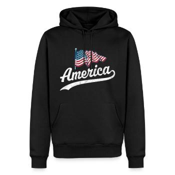 Amerika Flagge - Männer Premium Bio Hoodie - Schwarz - Vorne - Nico (187cm)