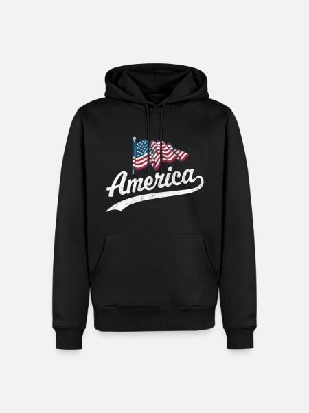 America Flag - Men’s Premium Organic Hoodie - black