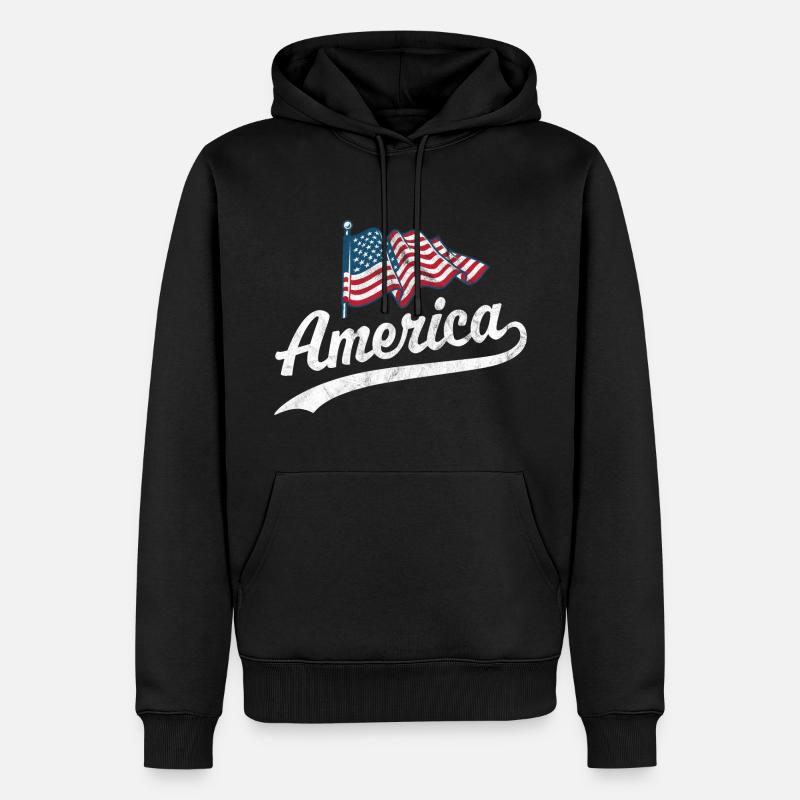 Drapeau de l’Amérique - Sweat à capuche Premium bio Homme - noir