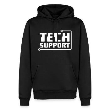 Technischer Support - Männer Premium Bio Hoodie - Schwarz - Vorne - Nico (187cm)