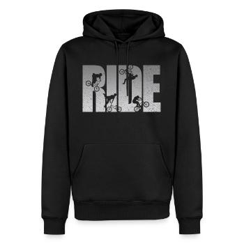 BMX Rider Ride Bicycle Retro Urban - Men’s Premium Organic Hoodie - black - Front - Nico (187cm)