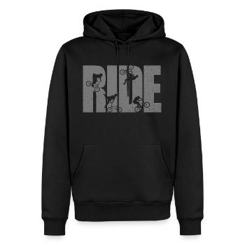 BMX Rider Ride Bicycle Retro Urban - Men’s Premium Organic Hoodie - black - Front - Nico (187cm)
