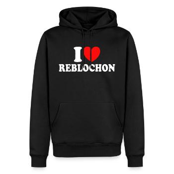 Humor Ich liebe Reblochon-Käse - Männer Premium Bio Hoodie - Schwarz - Vorne - Nico (187cm)
