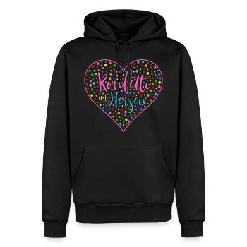 Konfetti im Herzen Herz Fasching Valentinstag Bunt - Männer Premium Bio Hoodie - Schwarz - Vorne - Nico (187cm)