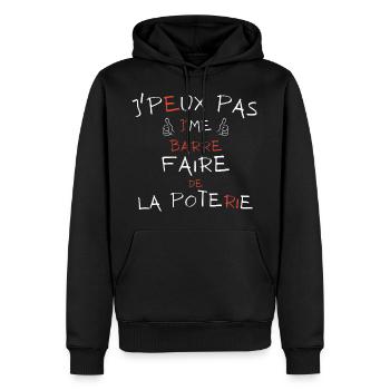 j'peux pas j'me barre faire de la poterie - Sweat à capuche Premium bio Homme - noir - Devant - Nico (187cm)