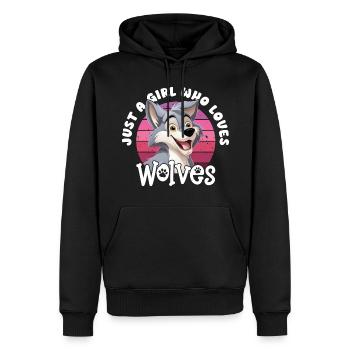Wolf juste une fille qui aime les loups Wolfskopf - Sweat à capuche Premium bio Homme - noir - Devant - Nico (187cm)