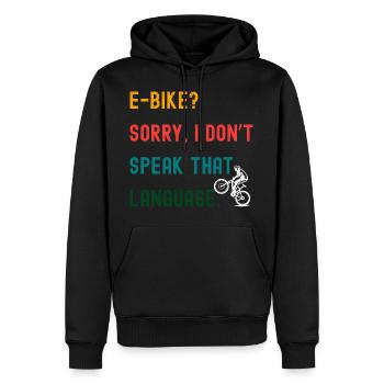 Conception de VTT – vélo électrique ? Non merci! - Sweat à capuche Premium bio Homme - noir - Devant - Nico (187cm)