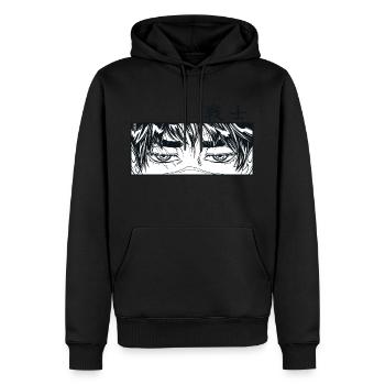 Panneau Warrior Manga - Sweat à capuche Premium bio Homme - noir - Devant - Nico (187cm)