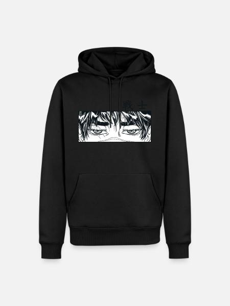 Krieger-Manga-Panel - Männer Premium Bio Hoodie - Schwarz