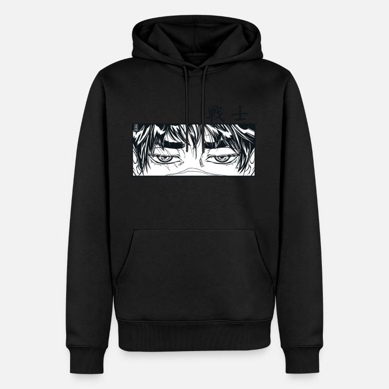 Panneau Warrior Manga - Sweat à capuche Premium bio Homme - noir