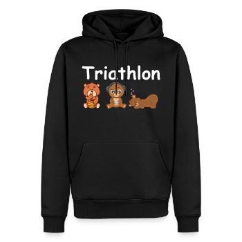 Lustig Bären Triathlon Essen Gaming Schlafen faul - Männer Premium Bio Hoodie - Schwarz - Vorne - Nico (187cm)
