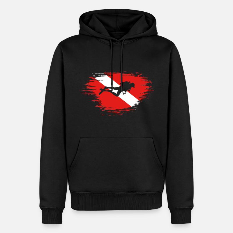 Scuba Diving Diver Down Flagge - Männer Premium Bio Hoodie - Schwarz