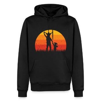 Père et fille - père et fils, papa fils et fille - Sweat à capuche Premium bio Homme - noir - Devant - Nico (187cm)