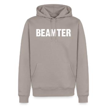 Beamter - Männer Premium Bio Hoodie - Taupe - Vorne - Nico (187cm)