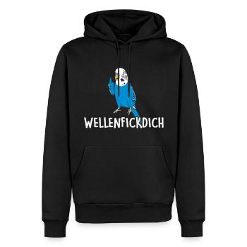 Wellenfickdich blau - Männer Premium Bio Hoodie - Schwarz - Vorne - Nico (187cm)