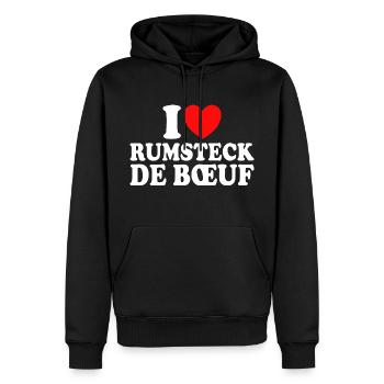 Boucher I Love Rumsteck De Boeuf - Sweat à capuche Premium bio Homme - noir - Devant - Nico (187cm)