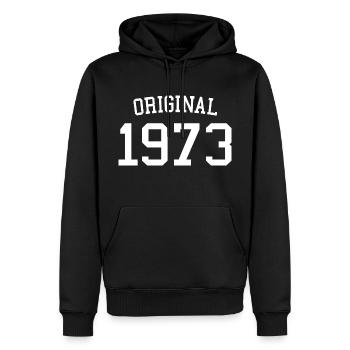 Original 1973 - 50 ans, cadeau de 50e anniversaire - Sweat à capuche Premium bio Homme - noir - Devant - Nico (187cm)